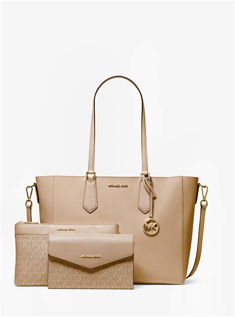 michael kors kimberly signature large grey|Michael Kors tote set.